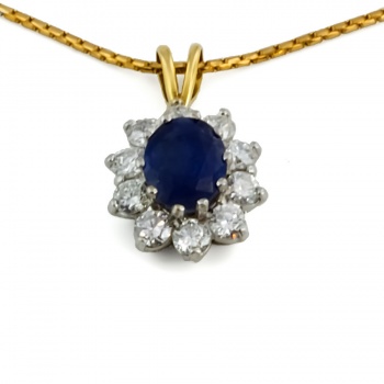 18ct gold Sapphire/Diamond Pendant with chain